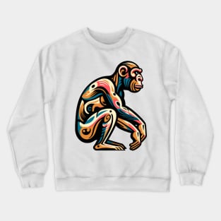 Pop art monkey illustration. cubism illustration of monkey Crewneck Sweatshirt